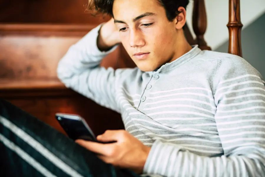 Family using phone